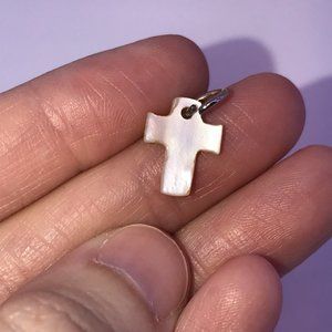 Small Beige Shell Cross Charms